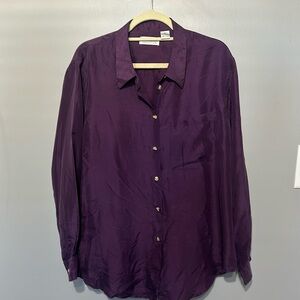O’Kief & O’Kief Silk Vintage Long Sleeve Purple Button-Up Blouse w/Pocket M EUC!